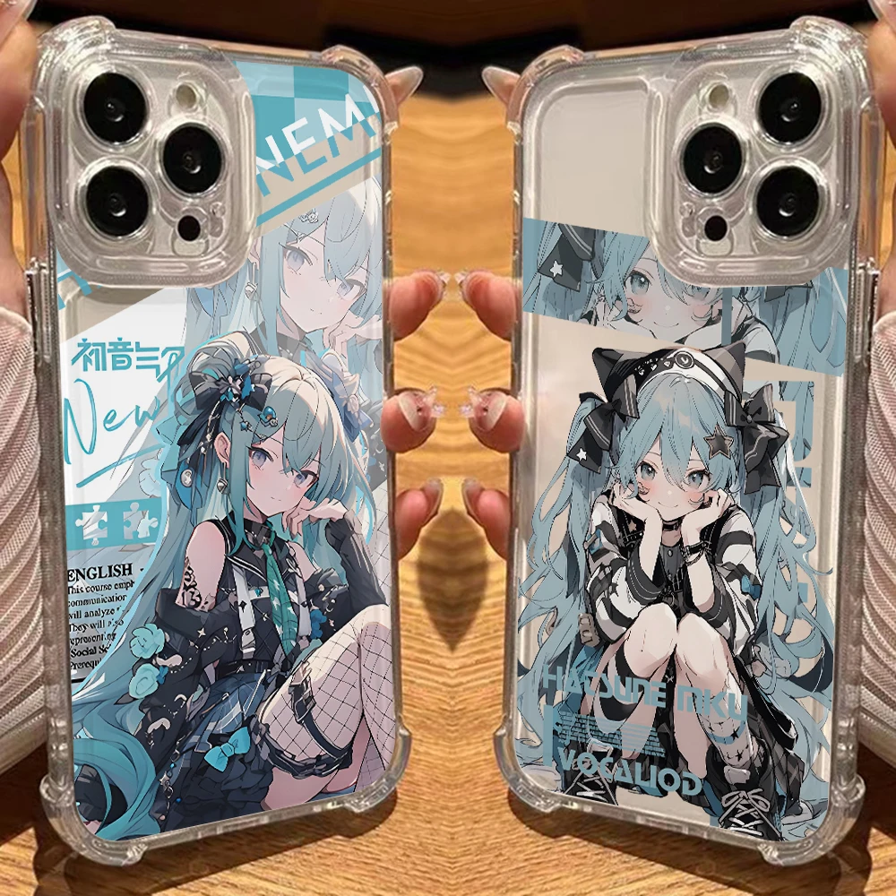 Cartoon Girl Hatsunes M-Mikus Phone Case for iPhone Vivo V40 V30 V29 V25 V23 Y36 Y35 Y28 Y22 Y21 Y20 4G 5G Soft Thin Clear Cover