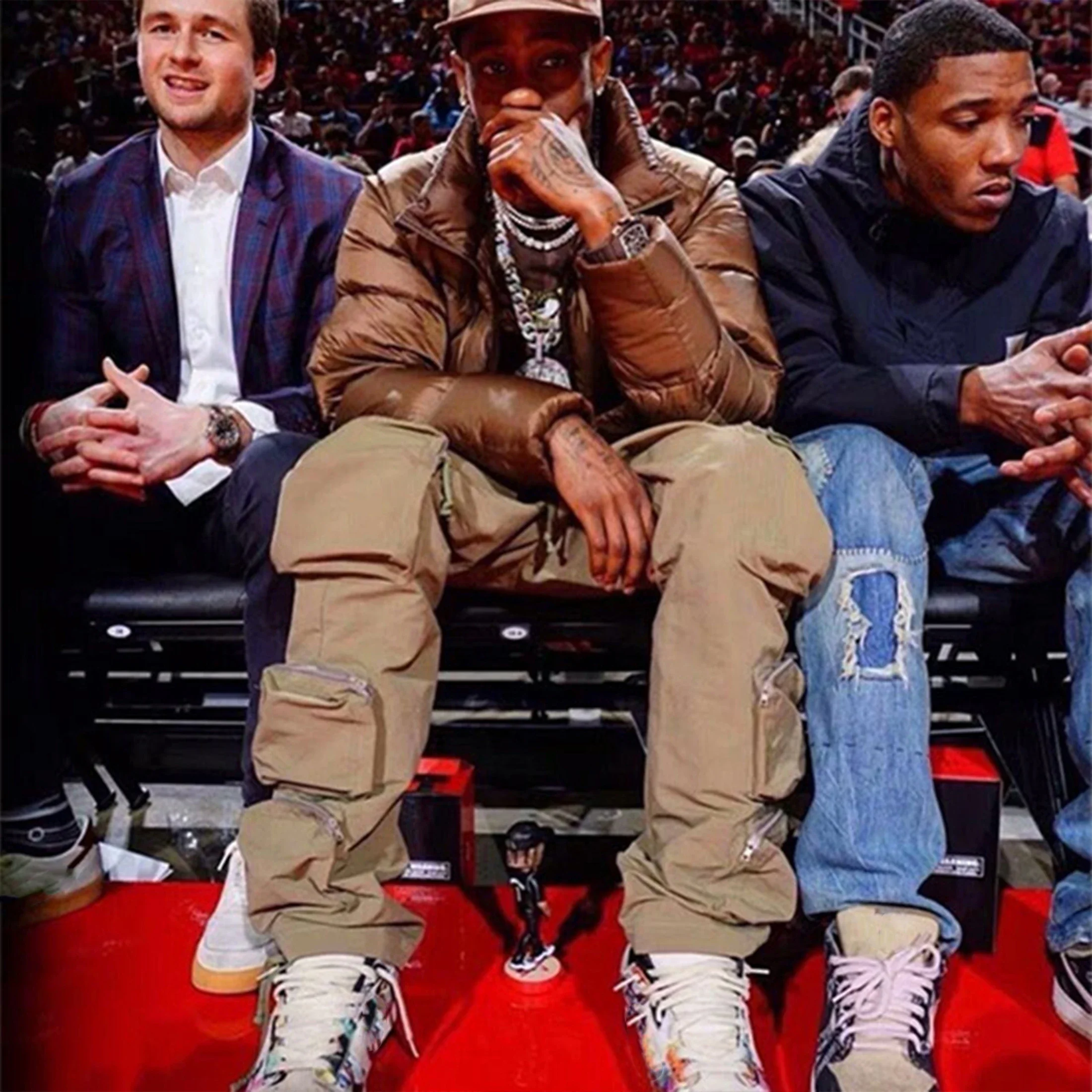 

NIGO мужские весенне-осенние винтажные однотонные уличные повседневные крутые нейлоновые брюки Ngvp # nigo1751