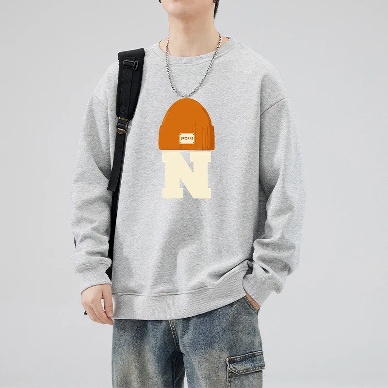 Men's Cotton Blend Hoodie with Milk Silk Loose Fit and Oversized Drop Shoulder for Streetwear