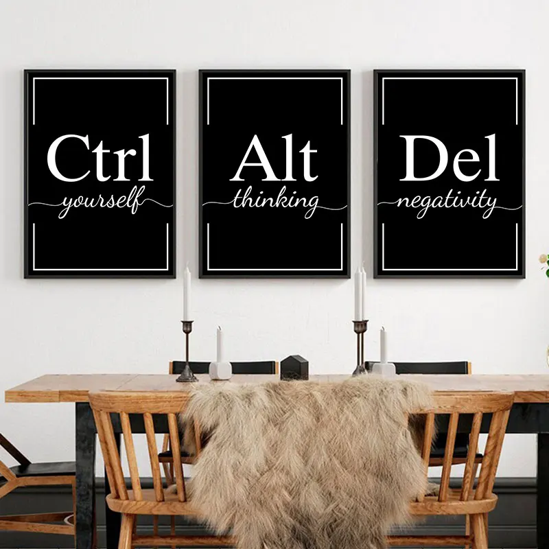 Simple Black White Motivational Phrases Canvas Art Poster Modern Inspiring Office Wall Decorative Picture Interesting Home Decor