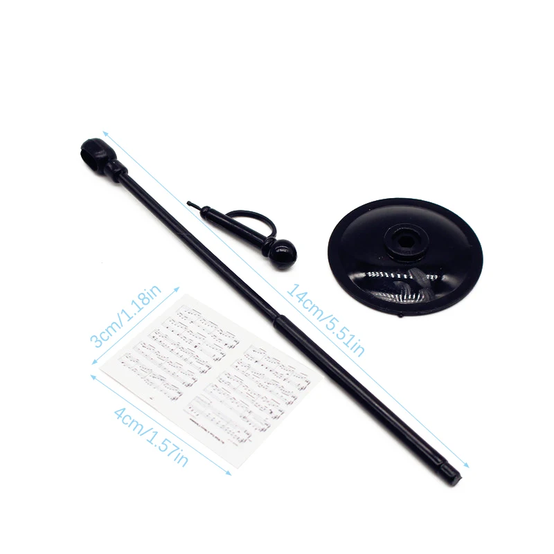 1 Set Poppenhuis Miniatuur Microfoon Model Met Standaard Bladmuziek Spelen Muziekinstrument Meubelpoppen Accessoires