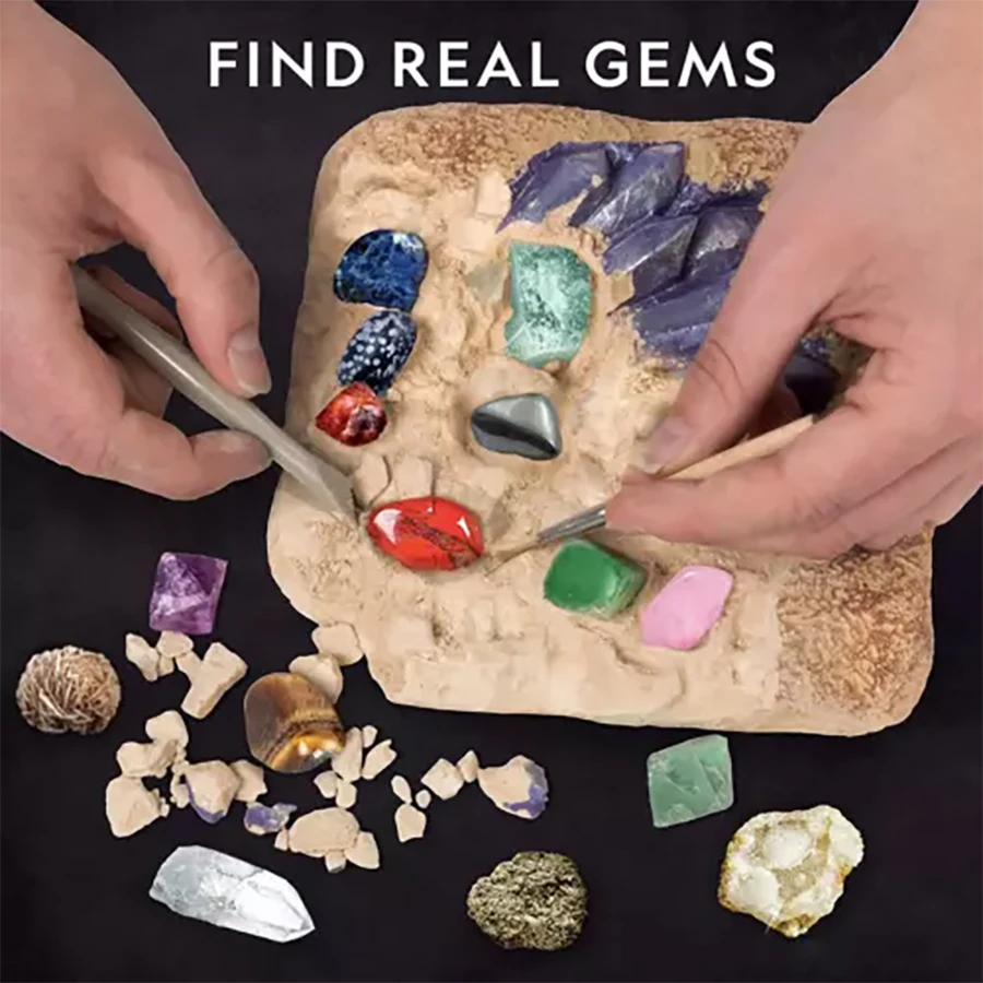 2PCS STEM Mega Dig Kit-Dig Up 15 Real Gemstones and Crystals, Science Kit for Kids,Gift for Girls and Boys-Educational & Fun Toy