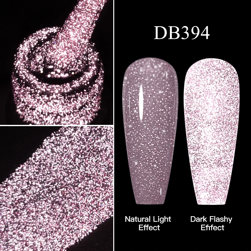 Mtssii Reflective Glitter Gel Silver Sequins Gel Nail Polish Soak Off UV Nail Gel Semi-permanent Varnish Nail Art Decoration 6ml