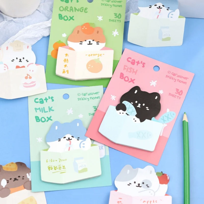 Box Kitten Series Convenience Stickers Korean Memo Note Cute Animals Message Notes N Times Label Stickers   Sticky Notes