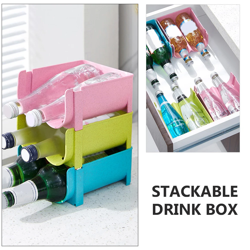 

Stackable Beverage Green Blue Pink Beverage Box Beer Can ganizer Eco Friendly Stackable Drink Box Fridge Kitchen Supply