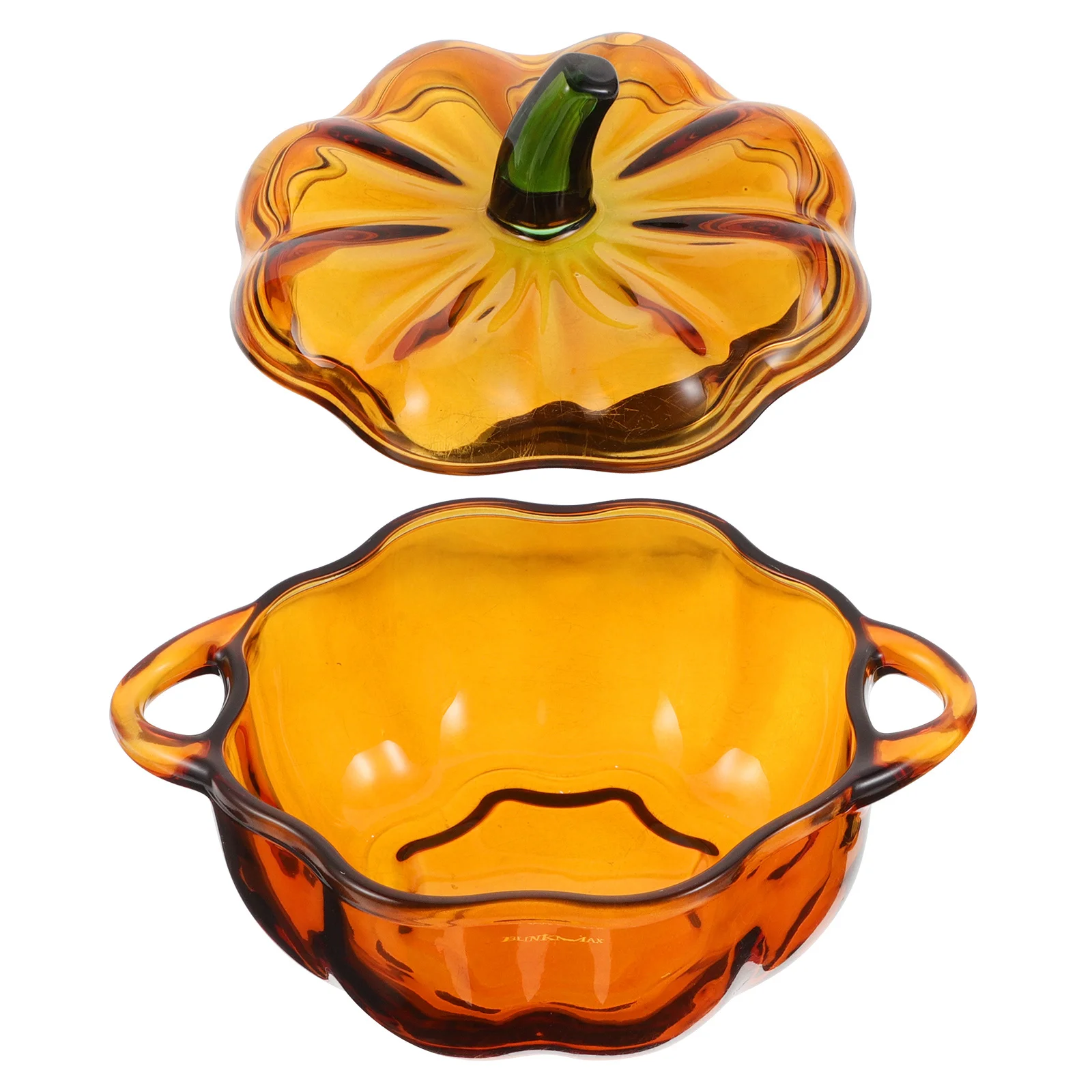 

Colorful Glass Pumpkin Candy Jar Lid Decorative Storage Container Snack Holder Fruit Plate Countertop Home Party Use