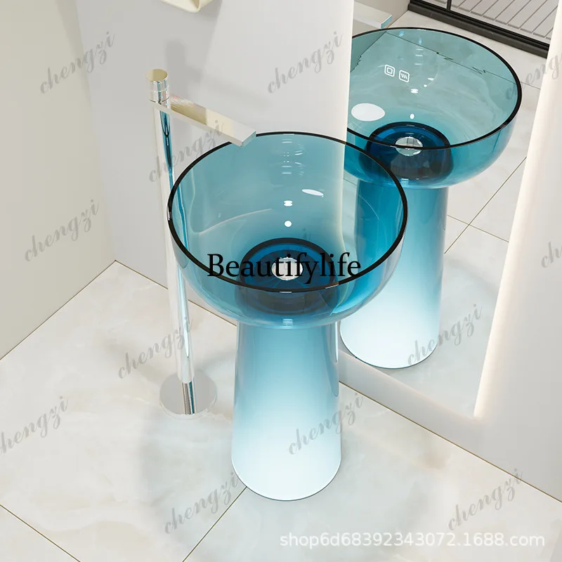 

Column basin transparent art bathroom color floor type integrated hand wash basin