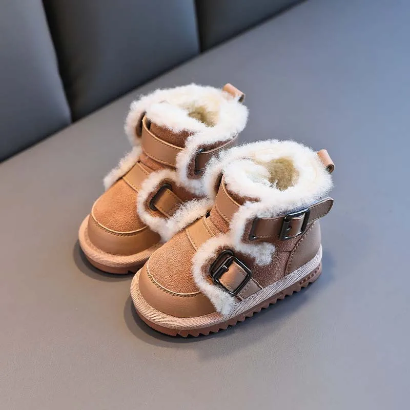 Baby Plush Winter Boots Baby Soft Soled Walking Shoes 1-3  4-6 Year Old Boys  Casual Cotton Shoes Thick  Winter Girls\' Shoes