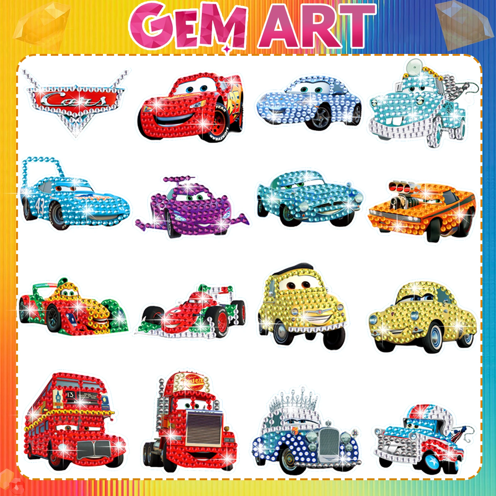 Cartoon Car Children Diamond Painting DIY Handmade Random Point Drill Stick Random Decoration sticker Suit Semi-Finished Product