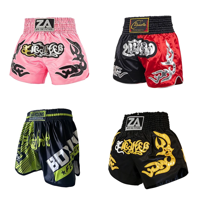 Boxershorts Klassische Muay Thai Shorts für Männer Frauen Kinder Premium Thai-Stickerei Gym Sparring Kickboxen Cage Fight BJJ MMA Hosen