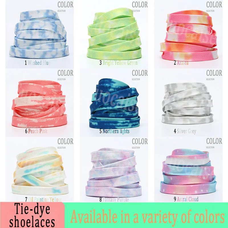 1Pair New Rainbow Shoelace Tie-dye Shoelaces For Casual Canvas Shoes Creative Colorful Shoestrings Unisex Flat Boot Laces AJ/AF1