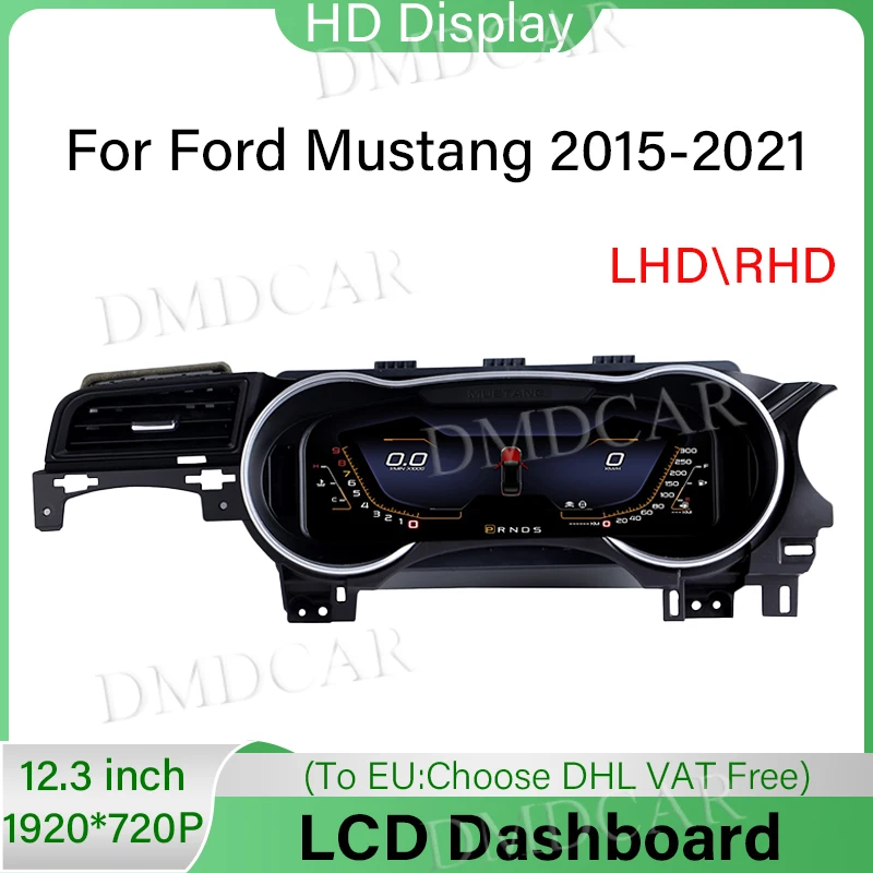 

Linux System 12.3 Inch Car Lcd Speedometers Dashboard Support CarPlay for Ford Mustang 2015-2021 Instrument Cluster Digital