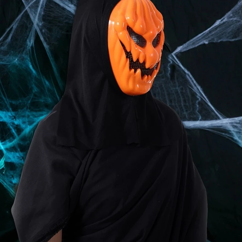 Halloween assustador horror cosplay máscara traje abóbora rosto para máscara cabeça para mulher n7yf