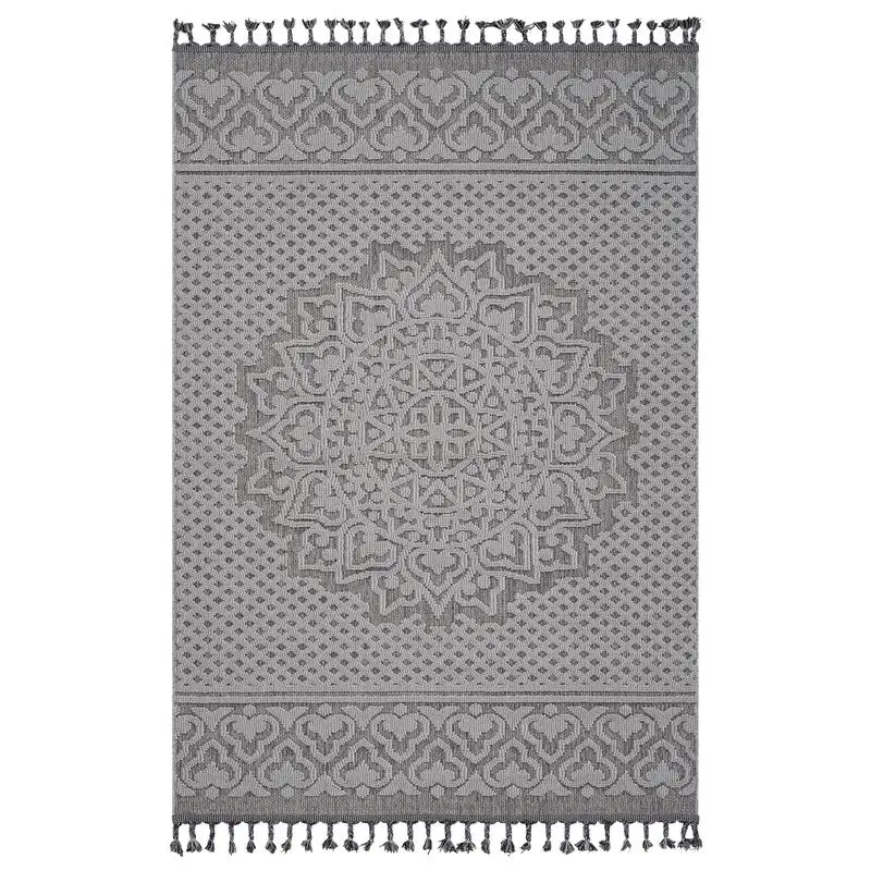 

Medallion Gray and White 6x9 Indoor Outdoor Area Rug