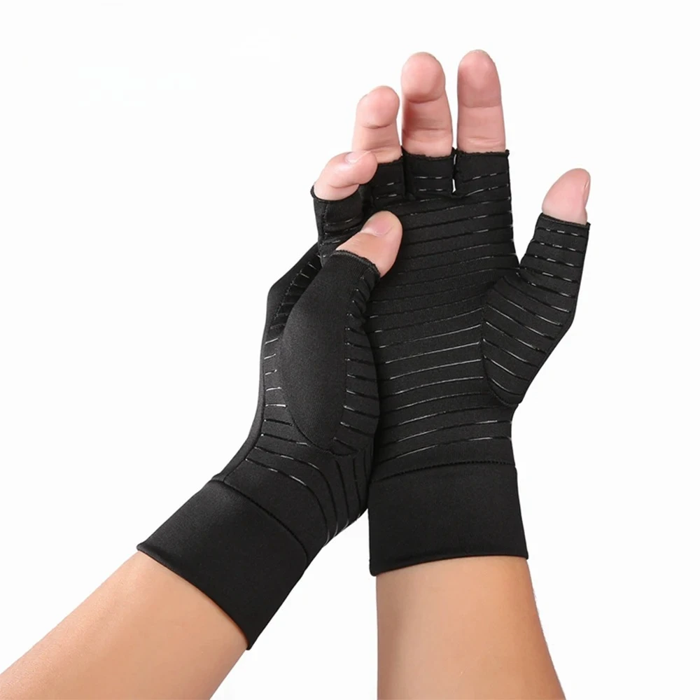 Guantes para artritis, terapia de articulaciones, guantes de compresión antideslizantes de silicona, medio dedo, ciclismo, Fitness, alivio del dolor de manos, guantes de presión
