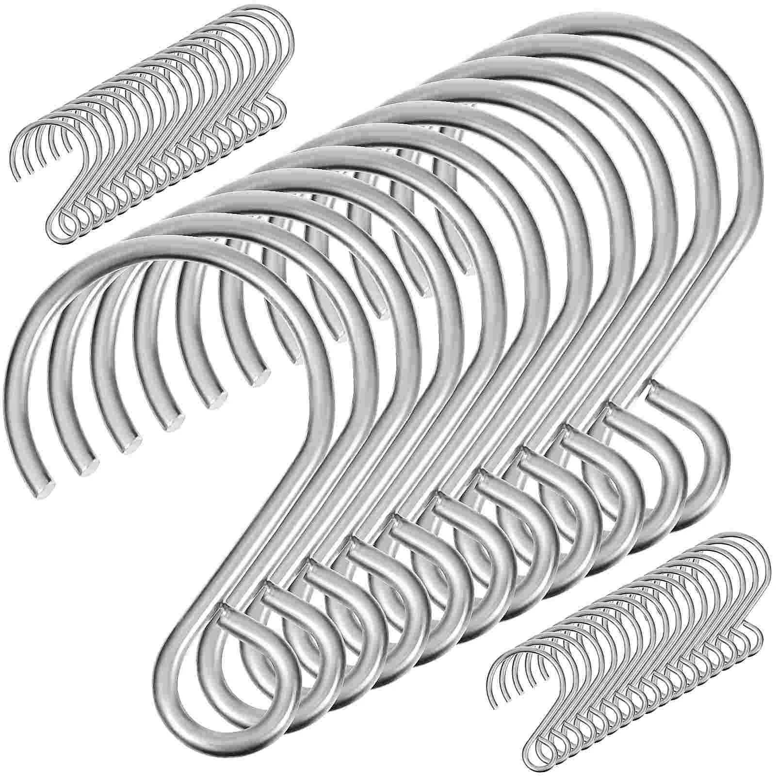 100 Pcs Stainless Steel Hook 100pcs Pots for Plants Small Hooks Wardrobe Flowerpot Metal Planter Hangers