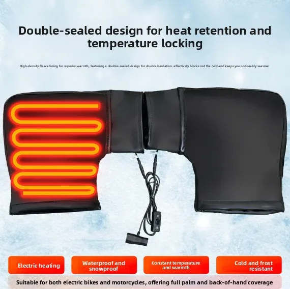 Electric Motorbike Heated Handle Grip Gloves Waterproof Motorcycle Heating Warm Muffs USB Charging Snowmobile Bike Accessories