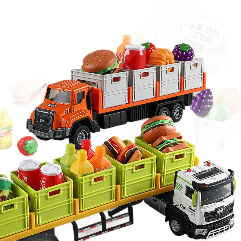 Camion en alliage jouet remorque Cargo transporteur camion voiture éducative pour enfants jouet véhicule de Construction retirer Non-télécommande