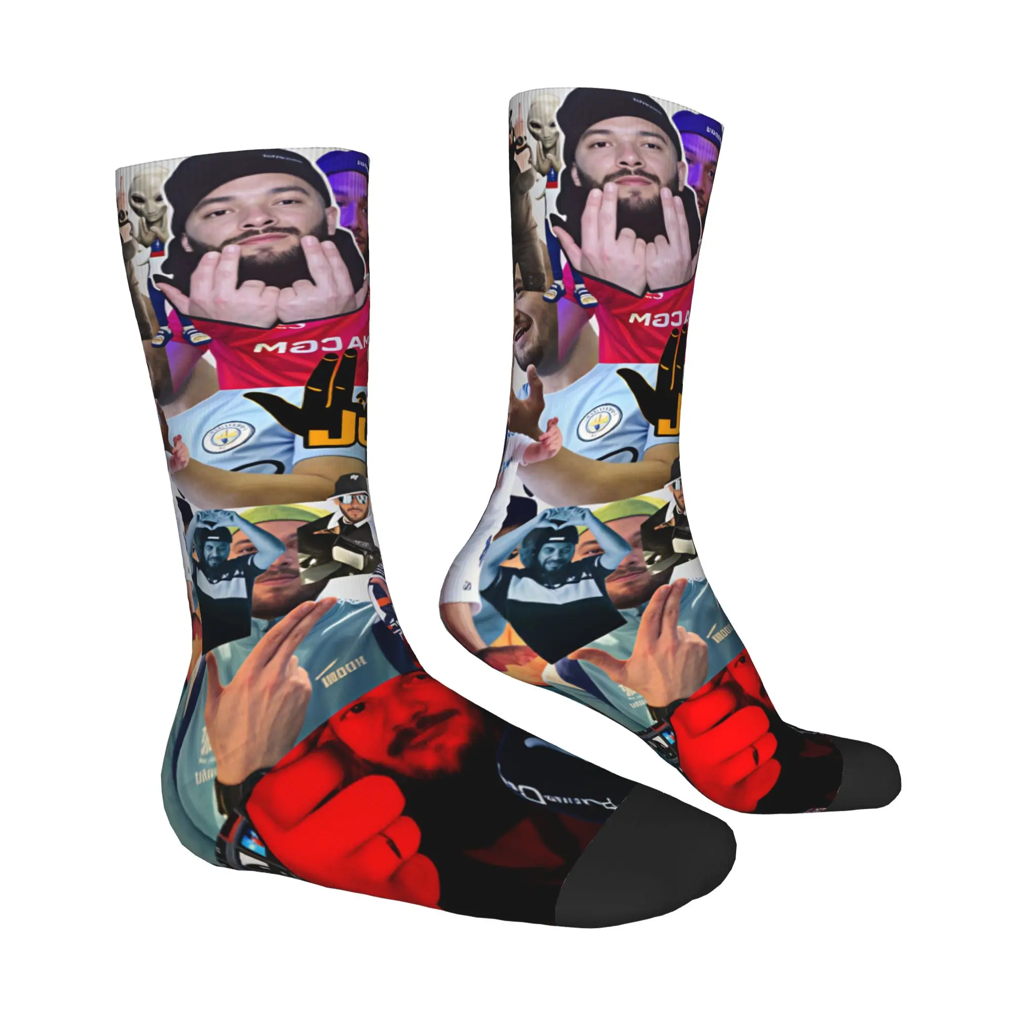 Rapper J-JuL French Popular Singer Mens Crew Socks Unisex Fun 3D Printed  Dress Socks