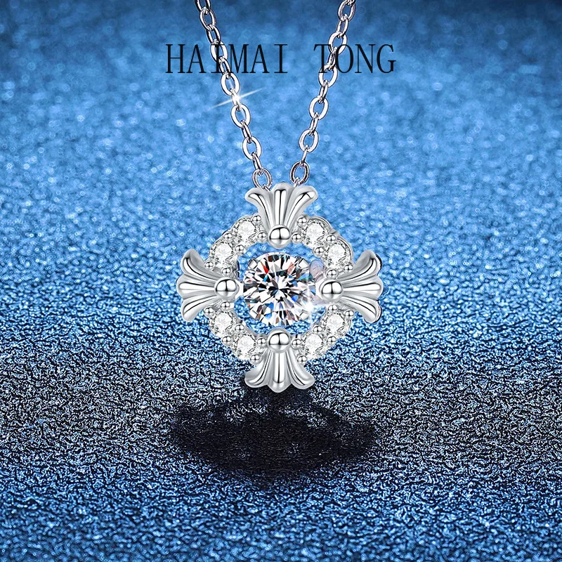 

HAIMAITONG PT950 Platinum, Necklace Women's Moissanite Pendant, Croxin Element Smart Pendant Women's 50-point Moissanite Necklac