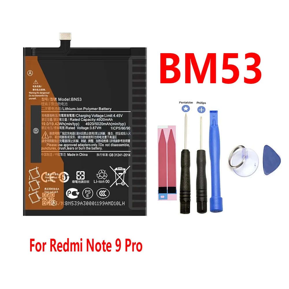 2026 Brand New BN53 5020mAh Battery For Xiaomi Redmi Note 9 Pro Phone Batteries+Tools