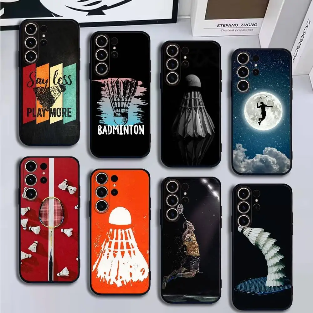 

Sport Badminton Phone Case For SamsungS25,24,21,22,23,30,Ultra,20,Plus,Fe,Lite,Note,10,9,Soft Black Cover