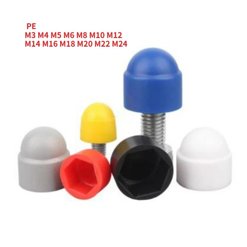 5-100pcs Hex Head Bolt Screw Covers Dome PE Plastic Protection Caps M3 M4 M5 M6 M8 M10 M12 M14 M16~M24 Colorful Acorn Nut Cap