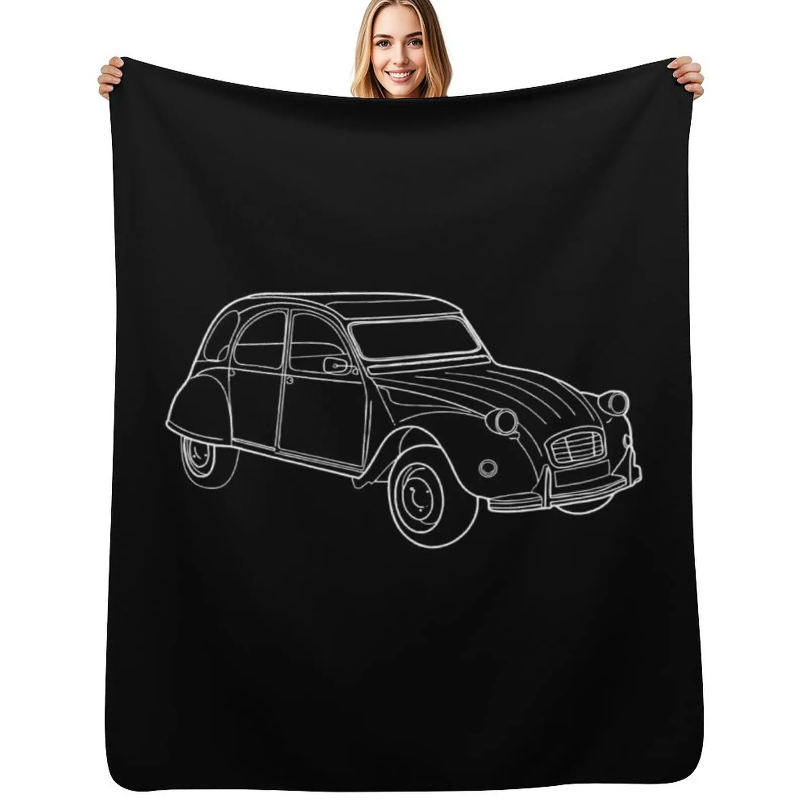 

Vintage 2CV duck illustration Throw Blanket manga Bed covers Comforter For Baby Blankets