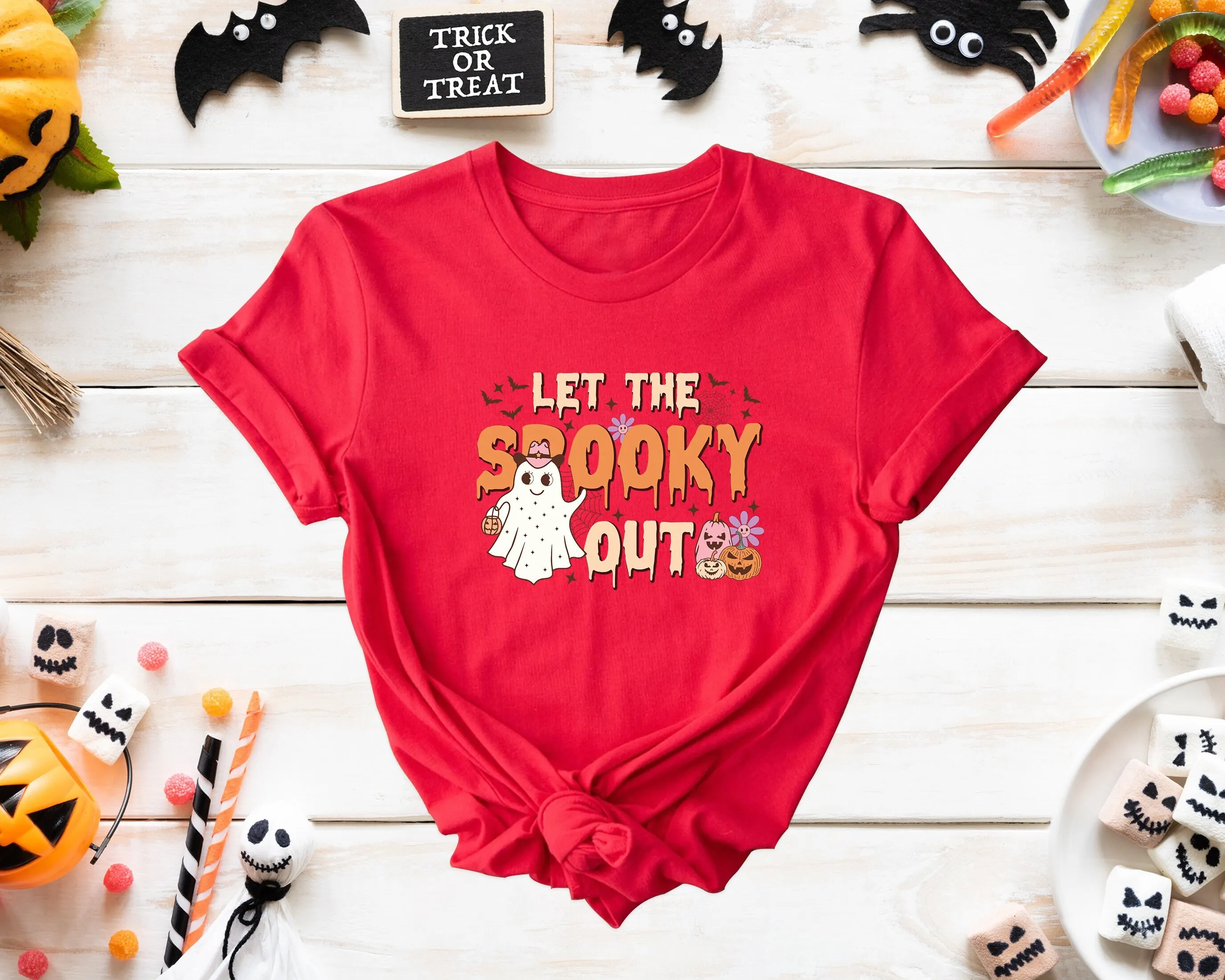 Футболка Let The Spooky Out Тыква Хэллоуин Сезон Бу Ужасы