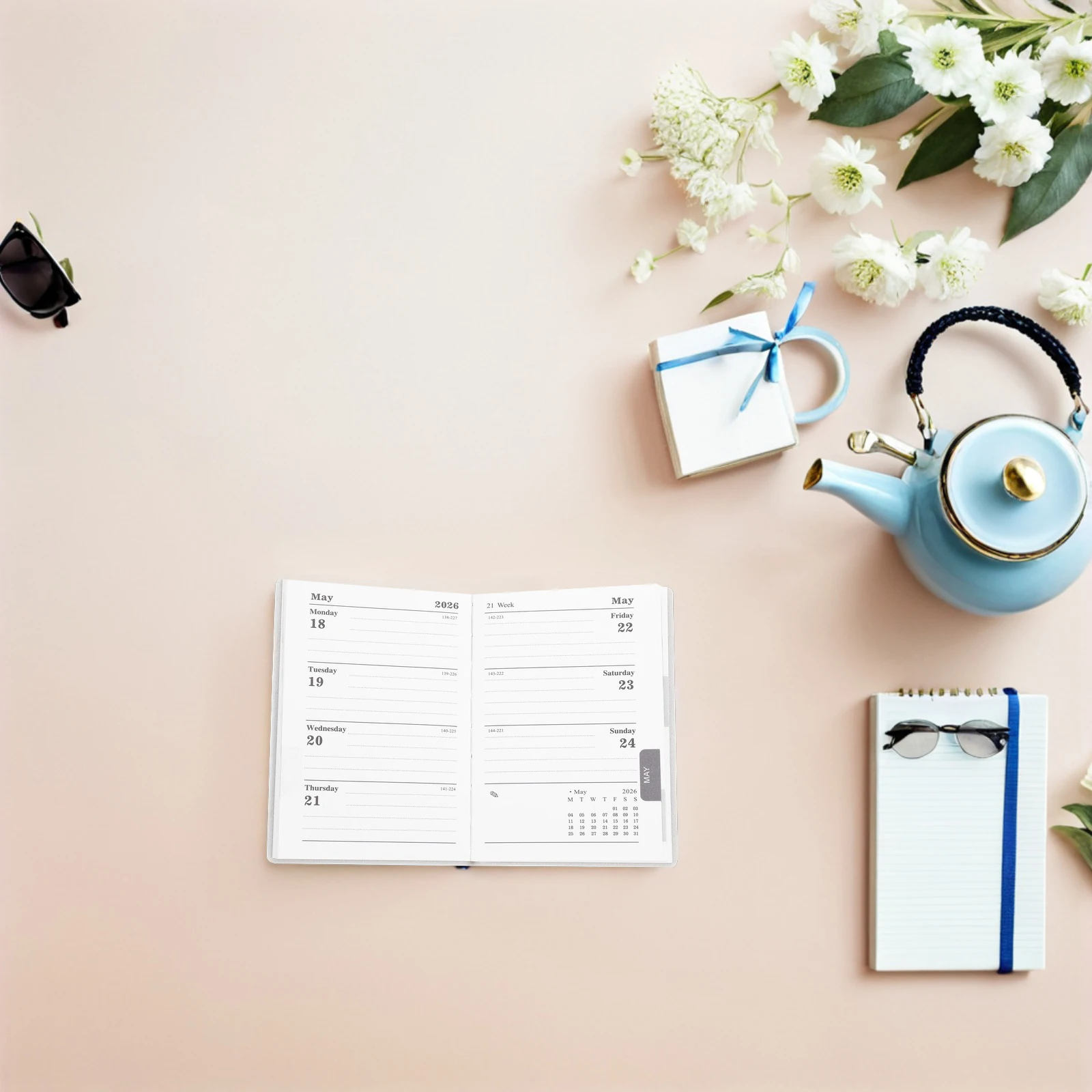 

Mini A7 Pocket Planner 2026 Weekly Monthly Calendar Compact English Schedule Book Pu Cover Small Daily Organizer Notebook For