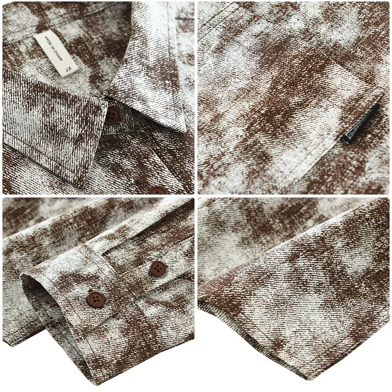 

Весенняя новая рубашка с длинным рукавом и принтом, мужская японская уличная одежда, литературный топ с лацканами, повседневные рубашки из чистого хлопка, мужская весенняя одежда