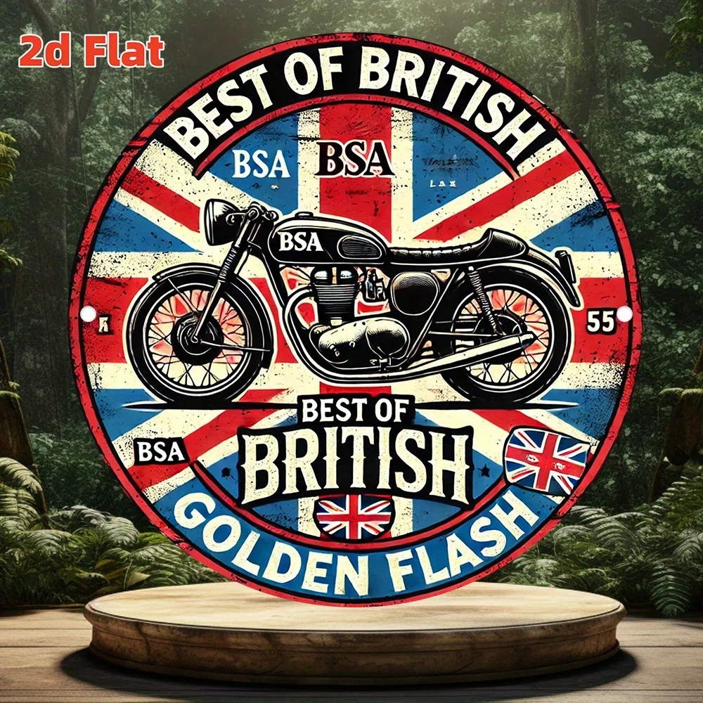2D-Flachmetallschild der britischen Motorradmarke BSA, langlebige Aluminium-Wandkunst, dekorative Plakette für Zuhause, Küche, Esszimmer