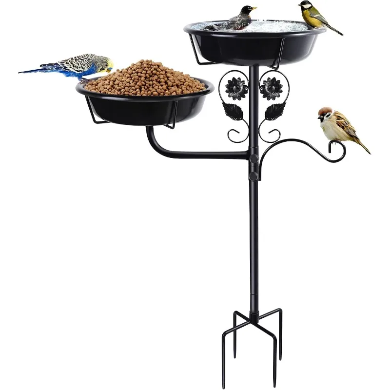 

32.7 Inch Metal Bird Bath for Outside, Double Bowls Bird Baths for Outdoors, Freestanding Birdbaths for Outdoors Garden Decor