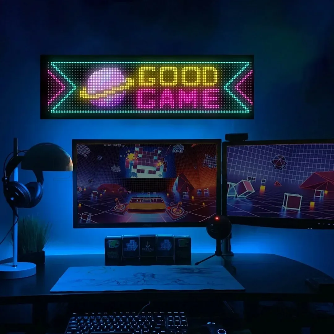 Evil's Eyes LED Matrix Panel Double Row Scrolling Car Truck Light Sign Flexible Display Screen Smart App Programmable Bar Party