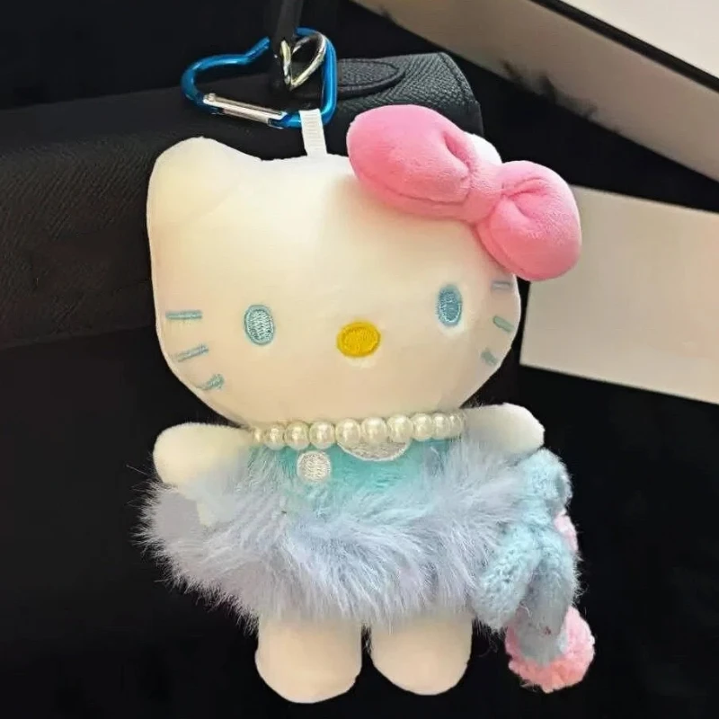 Cute Kitty Plush Keychain Colorful Bow Cat Car Decoration Cartoon Plush Doll Backpack High Quality Hanging Chain  Christmas Gift