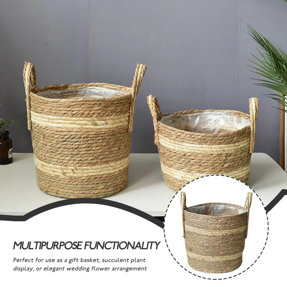 Bamboo Weaving Natural Flower Basket Woven Pots Baskets Wicker Straw Hand-woven Plant Holder