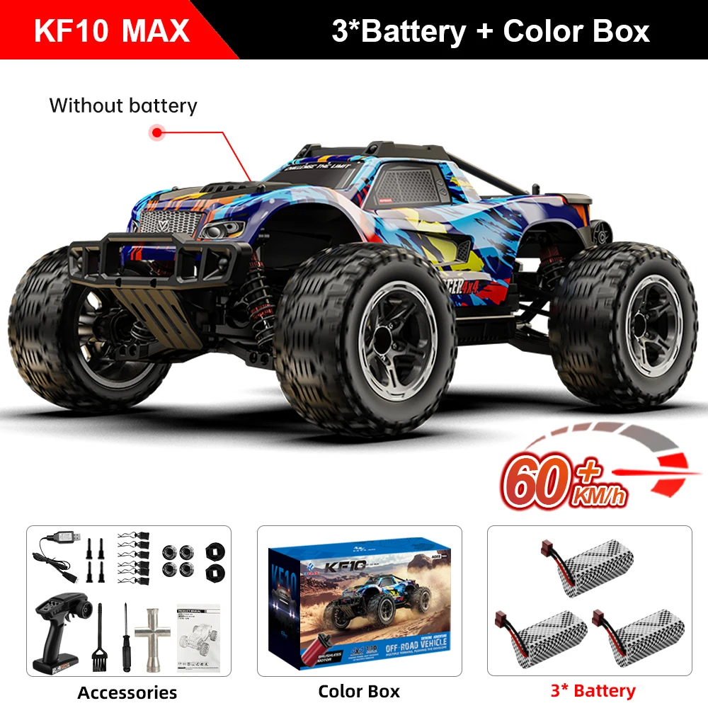 Teeggi KF10 MAX 1/10 4WD 3S High Speed RC Off-road auto 60KM/H Borstelloze motor 2S KF10PRO RC Truck Drift Raceauto's Speelgoed voor cadeau