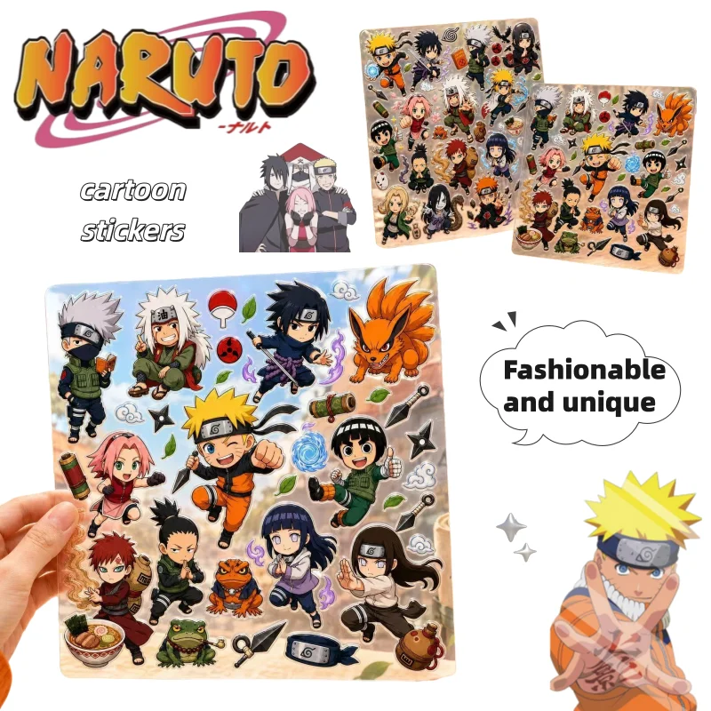 Naruto-Aufkleber mit den Figuren Uchiha Sasuke und Haruno Sakura, im Cartoon-Stil, modisch, für individuelle Gestaltung, zum Verzieren von Notizbüchern und Gepäck. – Detail 1