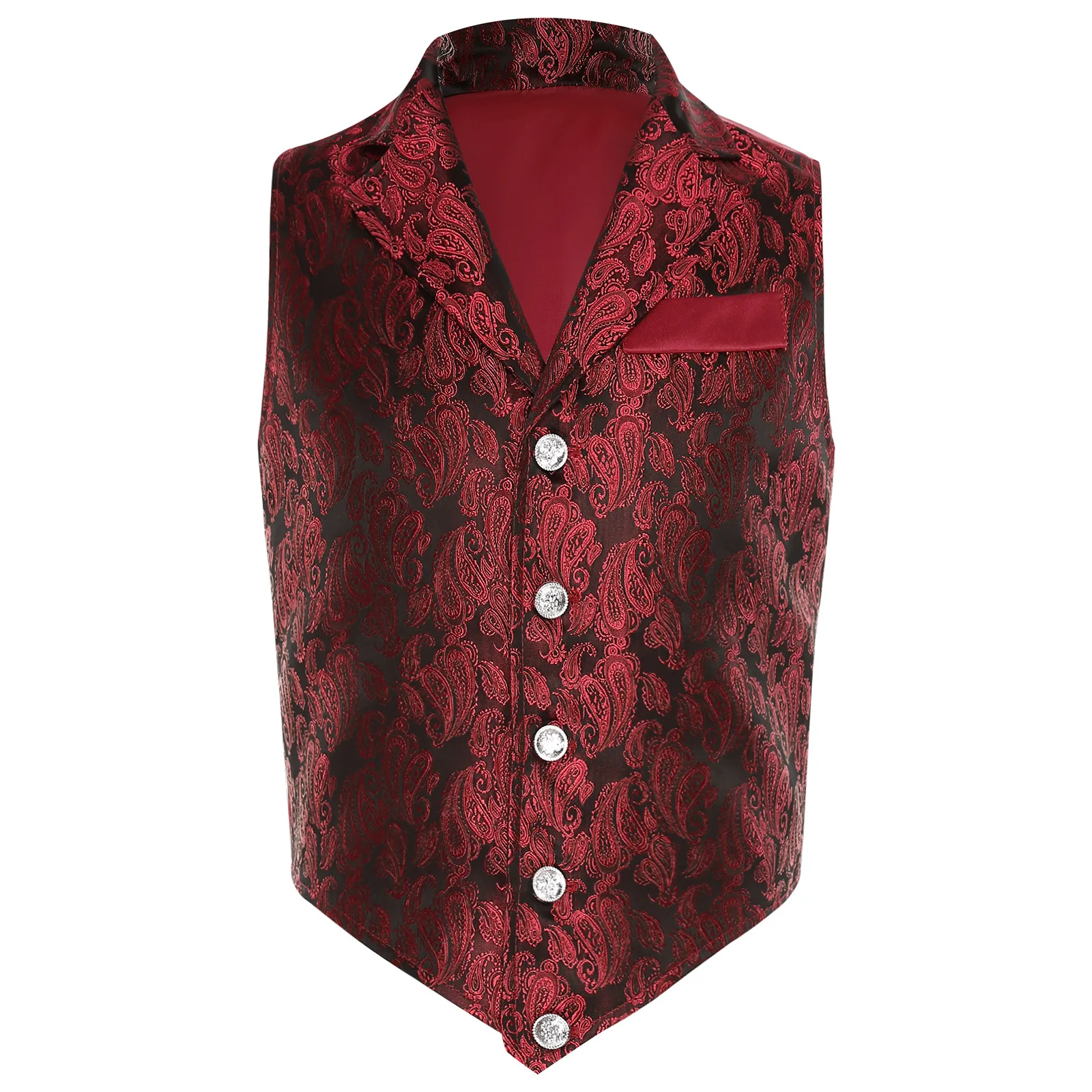 Kids Boys Classic Paisley Formal Vests Dress Suit Satin Back Gentlemen Waistcoat Blazer Jacquard Wedding Pageant Party Outerwear