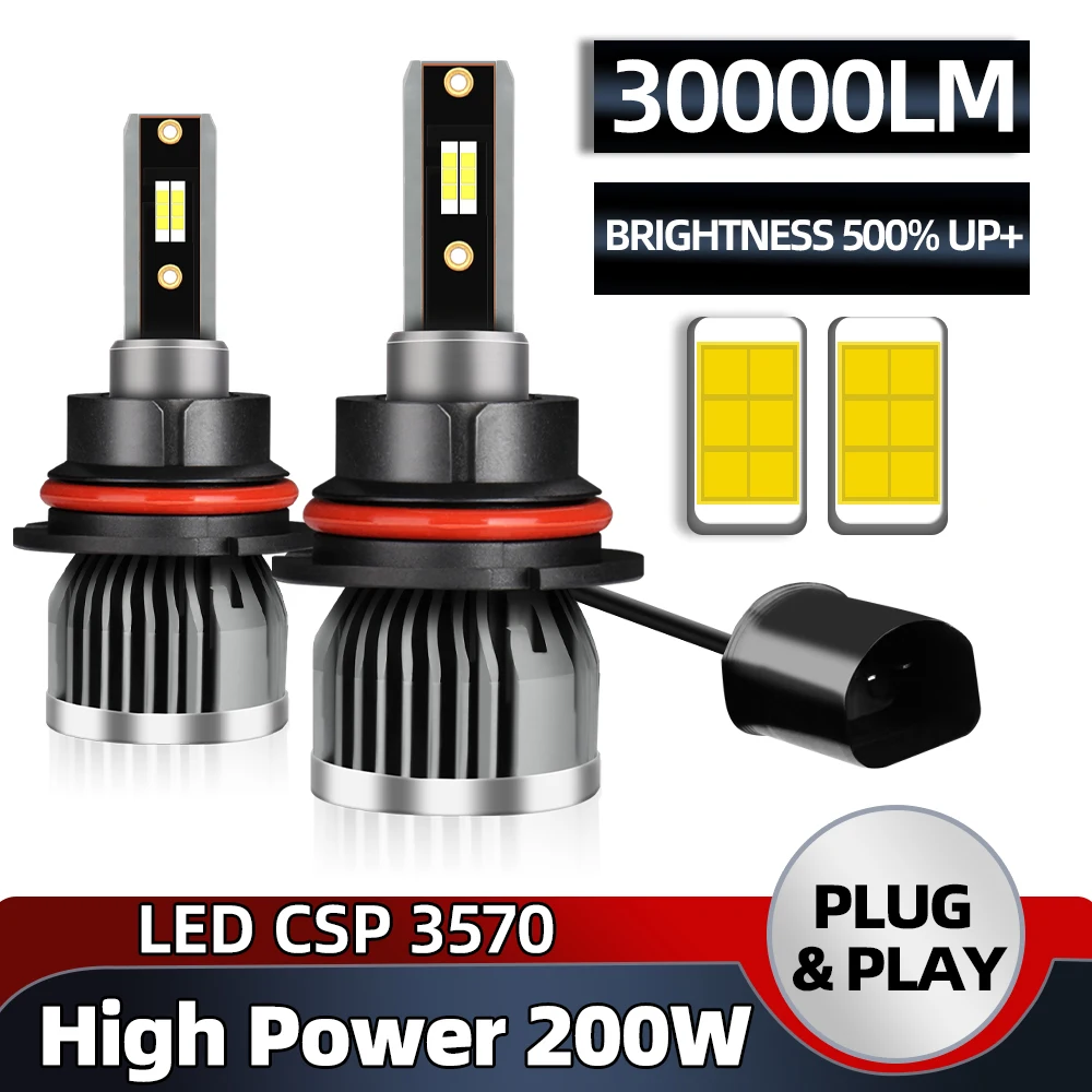 

H4 H7 9004 9007 LED 30000LM CSP Car Headlights H1 H8 H9 H11 Bulbs H3 9005 HB3 9006 HB4 HIR2 H27 880 H13 Auto Turbo Fog Lamps 12V