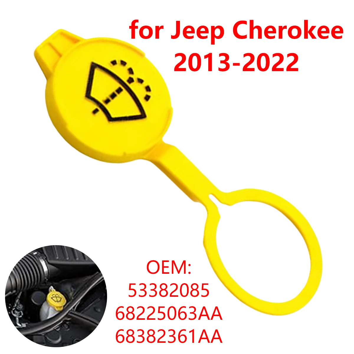 68225063AA Car Windshield Wiper Washer Fluid Reservoir Tank Bottle Cap Cover 53382085 for Jeep Cherokee 2013-2022