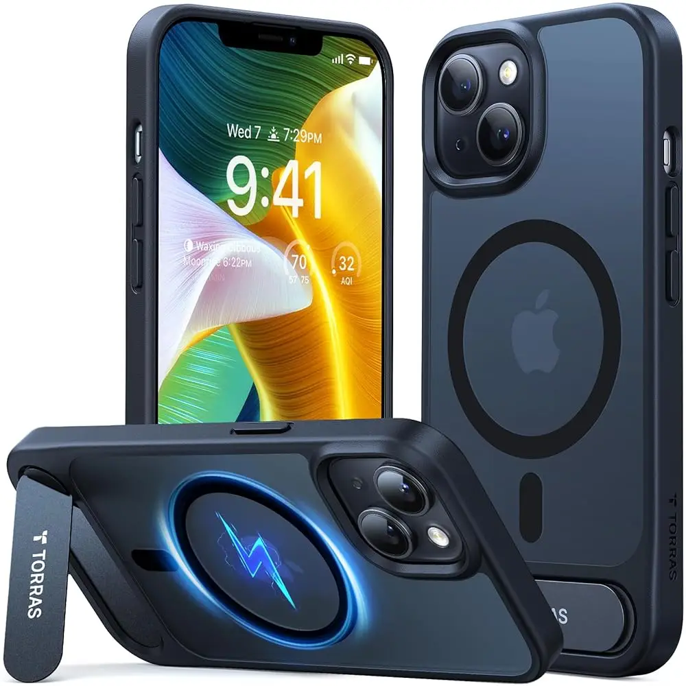 

for iPhone 15 Pro Max Case Translucent Blue | Strong Magnetic & Seamless Stand, Fit for MagSafe, Military-Grade Drop Protect