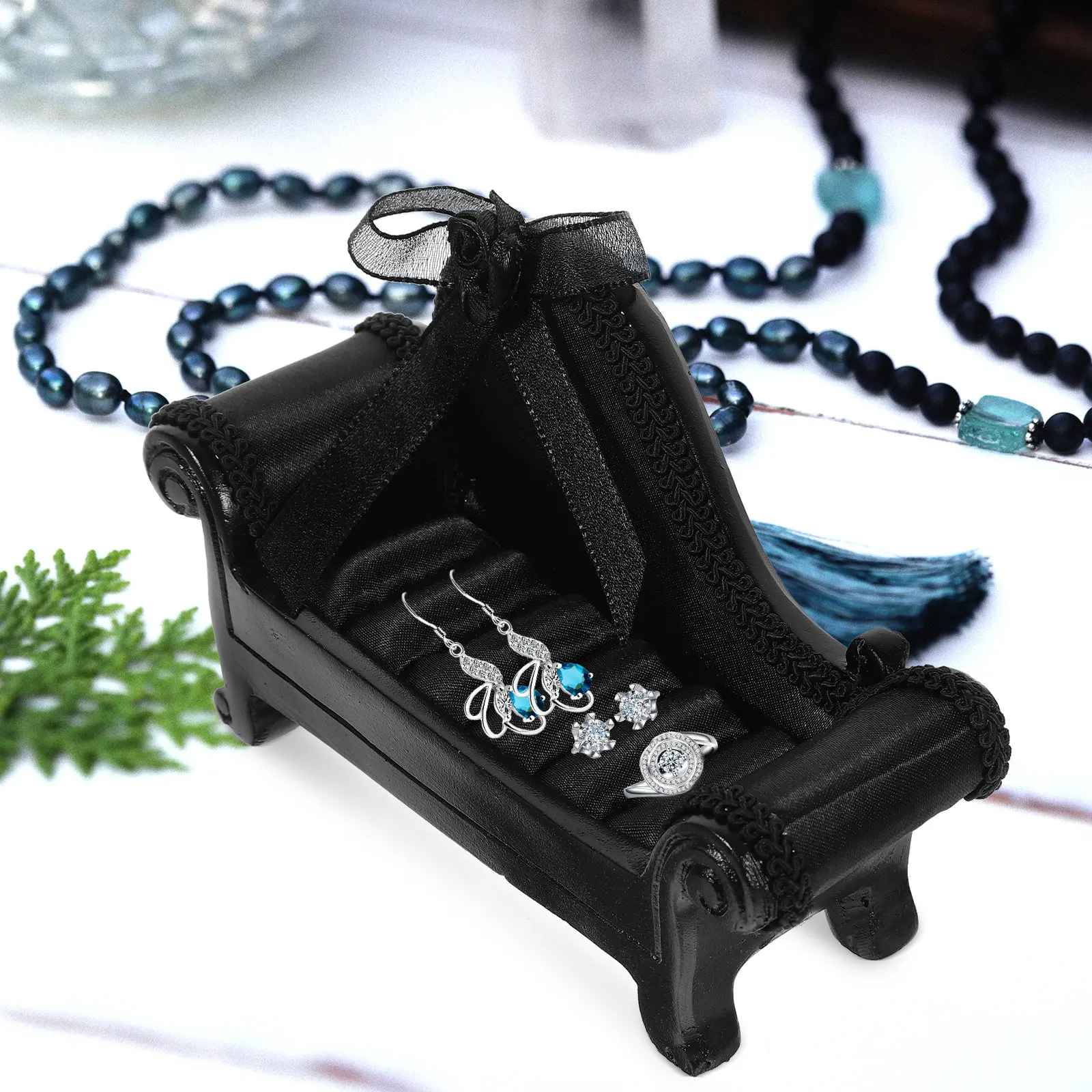 

Multi-Functional Jewelry Display Stand Home Ring Earring Organizer Small Compact Jewelry Storage Holder for Rings Studs