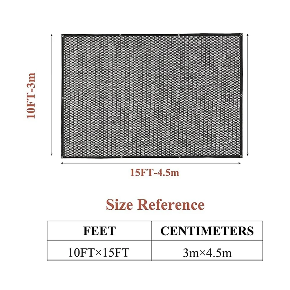 

ABUH-50% Black Shade Cloth 10Ft X 15Ft Taped Edge With Grommets Sun Net Mesh For Garden Patio Backyard