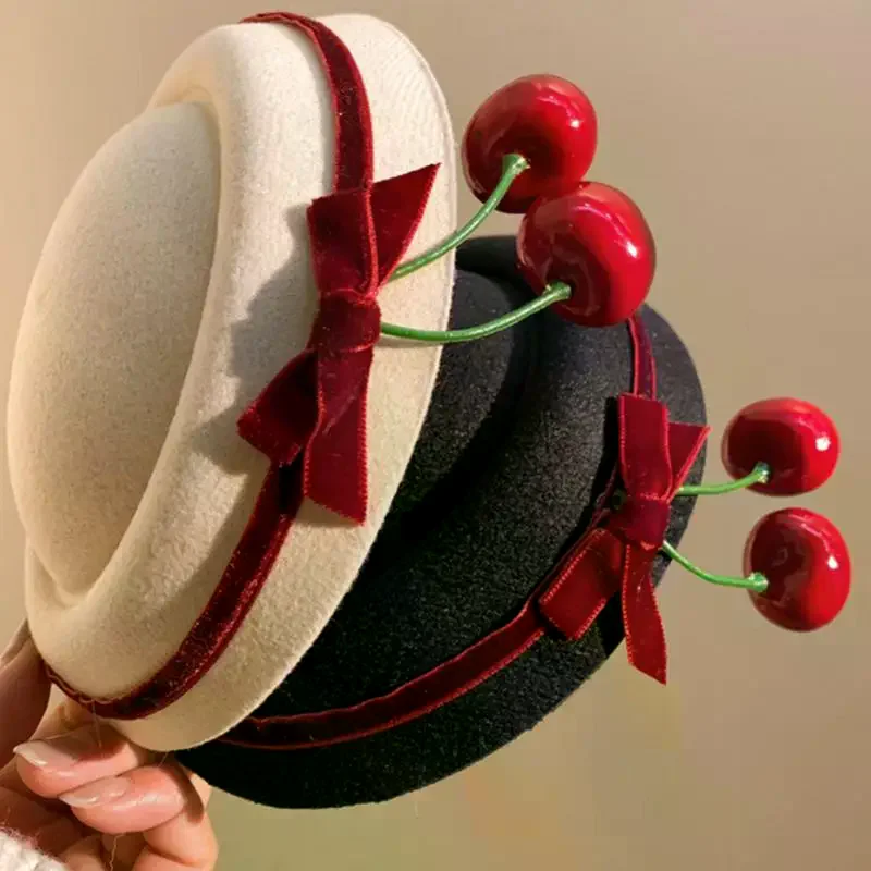 

Милая шапка-бини с галстуком-бабочкой, бархатный берет, заколка для волос, головные уборы во французском стиле, женская шпилька, вечерние аксессуары для волос