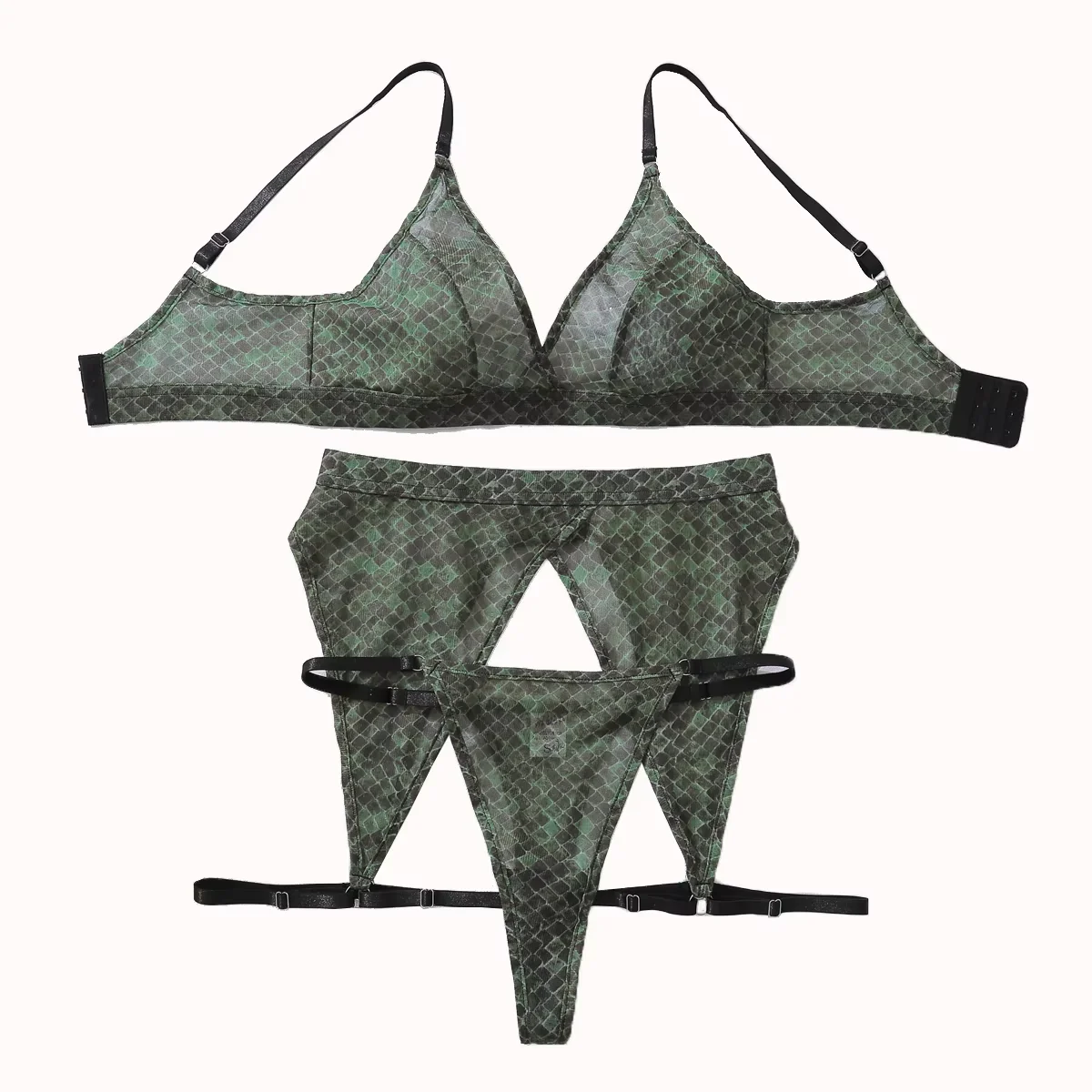 European and American hot girl 2025 snake print comfortable home sexy wild back shaping sexy lingerie split set