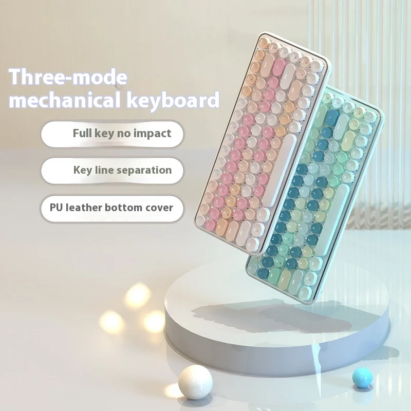 

Ajazz K84ot Mechanical Keyboard Tri-Mode Light-Upgaming Keyboard 84-Keywireless Bluetooth/Wired Computer Pc Laptop Accessories