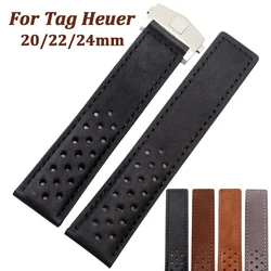 20mm 22mm 24mm Soft Genuine Cow Leather Watchband for Tag Heuer Carrera Monaco Series Frosted Fold Buckle Men Cowhide Straps