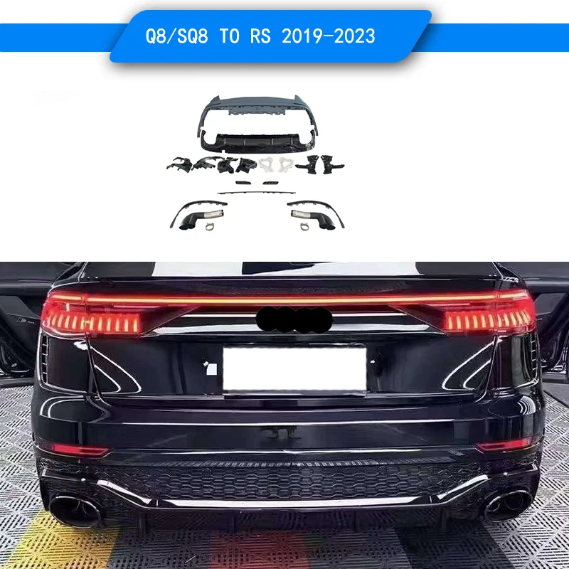 Q8 SQ8 2019-2023 TO RSQ8 style Bodykit Rear bumper and Diffuser and tips to RS style Grill front bumper 2019-2023 RSQ8