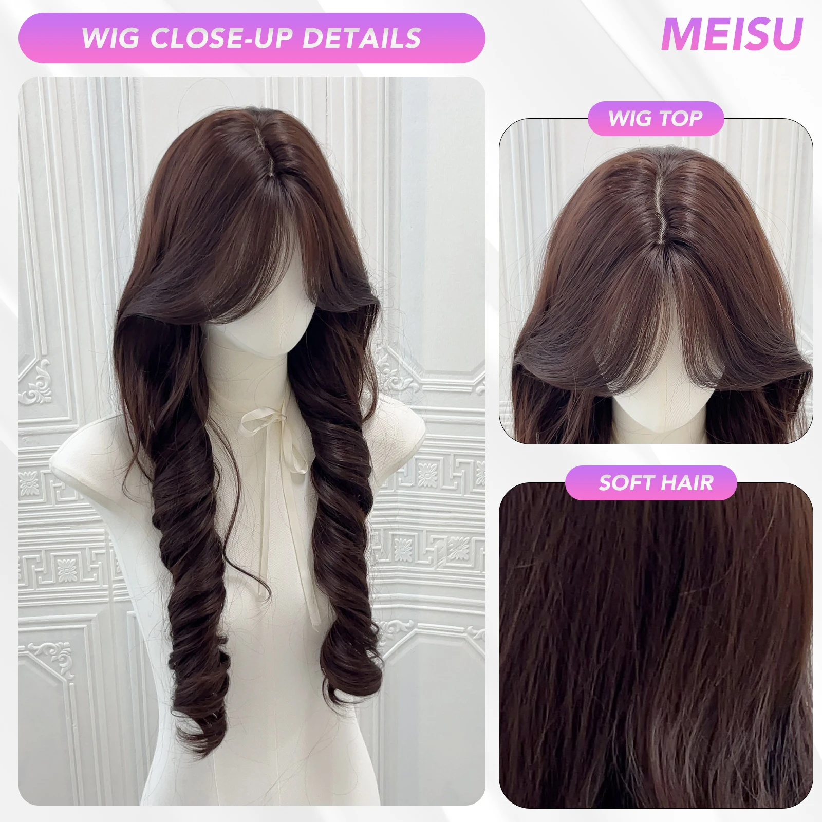 MEISU 30 بوصة لوليتا 2 ذيل حصان شعر مستعار بني الألياف الاصطناعية الطبقات الشعر مقاومة للحرارة الطبيعية السلس Selfie حفلة تأثيري النساء #4
